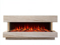 Chimenea eléctrica 140 x 40 x 80 cm - beige y negro - diseño panorámico moderno con efecto de llamas y troncos iluminados