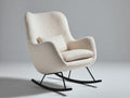 Mecedora tapizada de tela bouclé 82 x 94 x 100 cm - blanco roto y negro - respaldo alto con base curva de estilo moderno