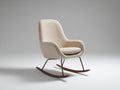Mecedora tapizada 76 x 86 x 94 cm - beige y marrón - respaldo alto con base curva de madera