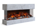 Chimenea de hormigón y vidrio 130x35x75 cm - gris y negro - diseño contemporáneo con efecto de llama decorativa