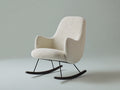 Mecedora tapizada de tela bouclé 78 x 92 x 98 cm - blanco roto y negro - asiento acolchado con base curva de estilo moderno