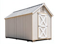 Caseta de jardín de madera 240x180x230 cm - Beige y blanco - puerta individual con ventilación