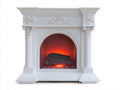 Chimenea con marco de madera 120x35x125 cm - Blanco - efecto de llama y estilo clásico