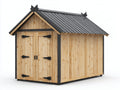 Caseta de jardín de madera 220x180x210 cm - madera natural y negro - doble puerta y diseño tradicional