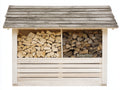 Leñero de exterior de madera 190 x 70 x 160 cm - marrón y gris - con tejado inclinado y almacenamiento dividido