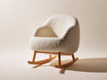 Mecedora tapizada en tejido bouclé 78x82x85 cm - Blanco crema y madera natural - diseño envolvente moderno