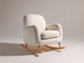 Mecedora tapizada en tejido bouclé 78x90x95 cm crema y roble natural - diseño moderno con base curva de madera