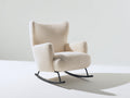 Mecedora tapizada en tejido bouclé 80x90x105 cm - Blanco crema y negro - respaldo alto y diseño moderno