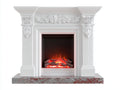 Chimenea eléctrica 115 x 35 x 120 cm - blanco negro y gris - marco decorativo clásico con efecto de llama y troncos